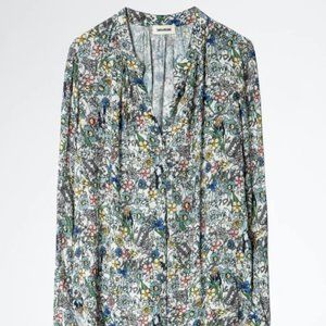 NWT (XS) Zadig and Voltaire - Floral Print Mock Neck Blouse w/ Tags